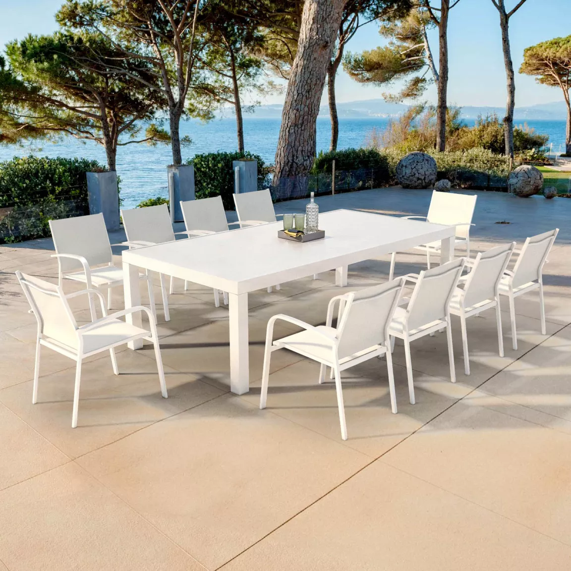 Table de jardin rectangulaire aluminium 10 places (240 x 120 cm) Murano Blanc