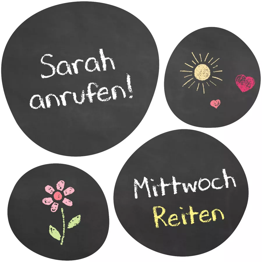 Nikima Wandtattoo 011 Kreise - selbstklebende Tafelfolie Kreidefolie inkl. 3 Stück Kreide schwarz