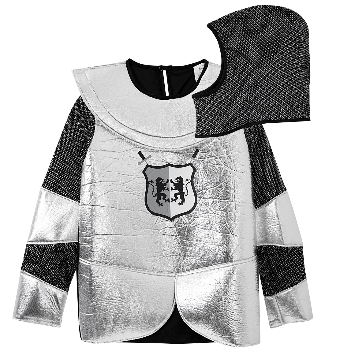 Topolino Kostüm Ritter mit extra Kapuze silber / schwarz