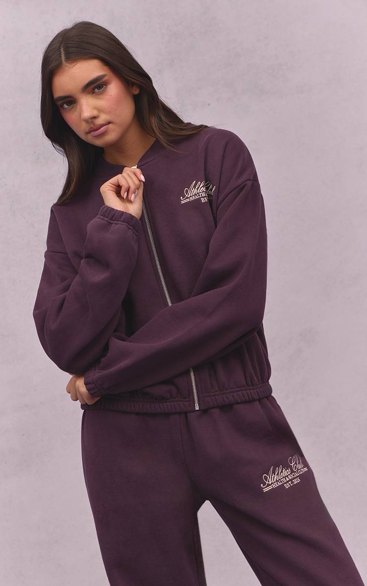 Prune Veste Bomber Molleton Coton Athletics Club