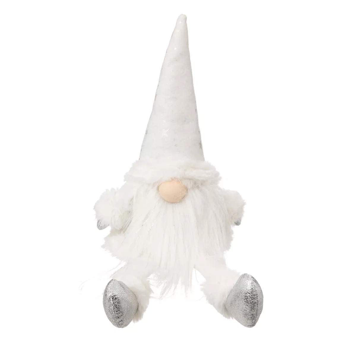 Lutin de Noël assis (H46 cm) Nordique Blanc