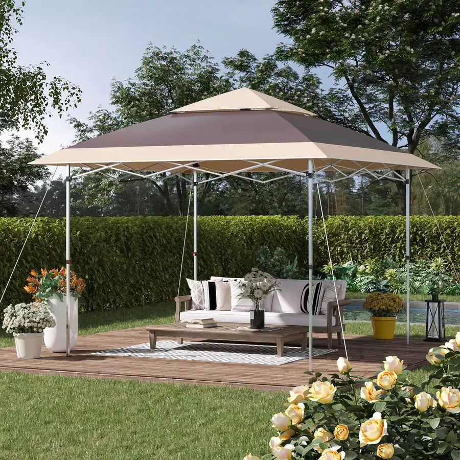 Outsunny Pop-Up-Pavillon zusammenfaltbar dunkelbraun ,  creme