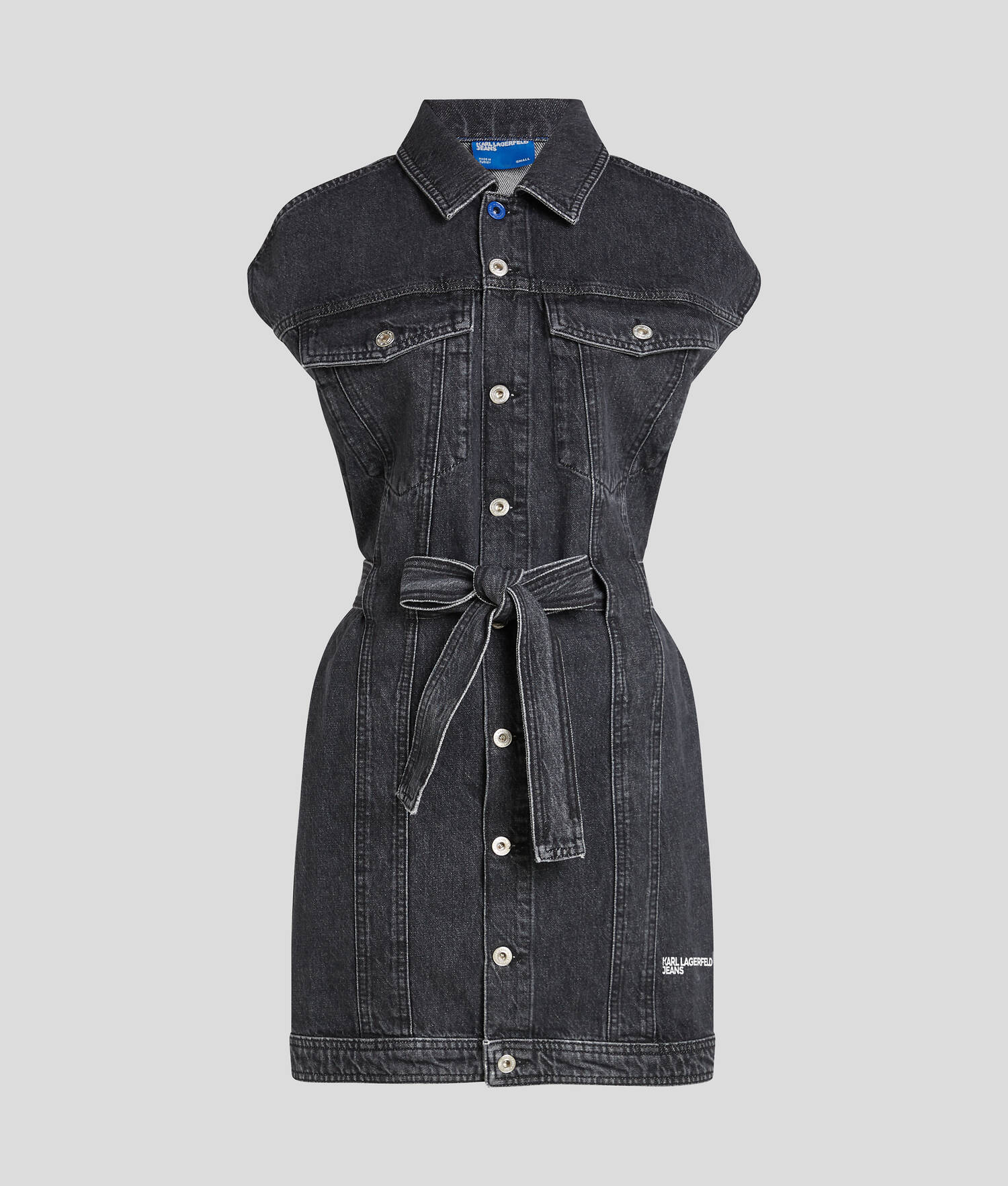ROBE EN DENIM CEINTURÉE - Noir lavé