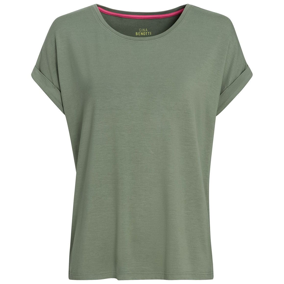 Gina Benotti Damen T-Shirt mit fixierten Turn-ups dunkelgrün