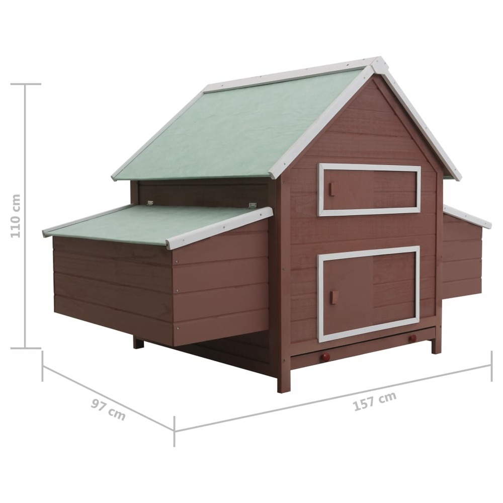 Poulailler 157 x 97 x 110 cm bois marron