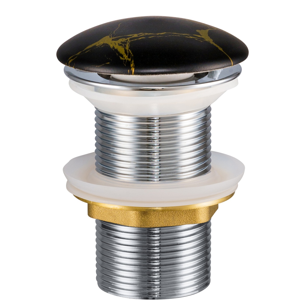 Comad afvoerplug met clicksysteem zwart/goud marmer