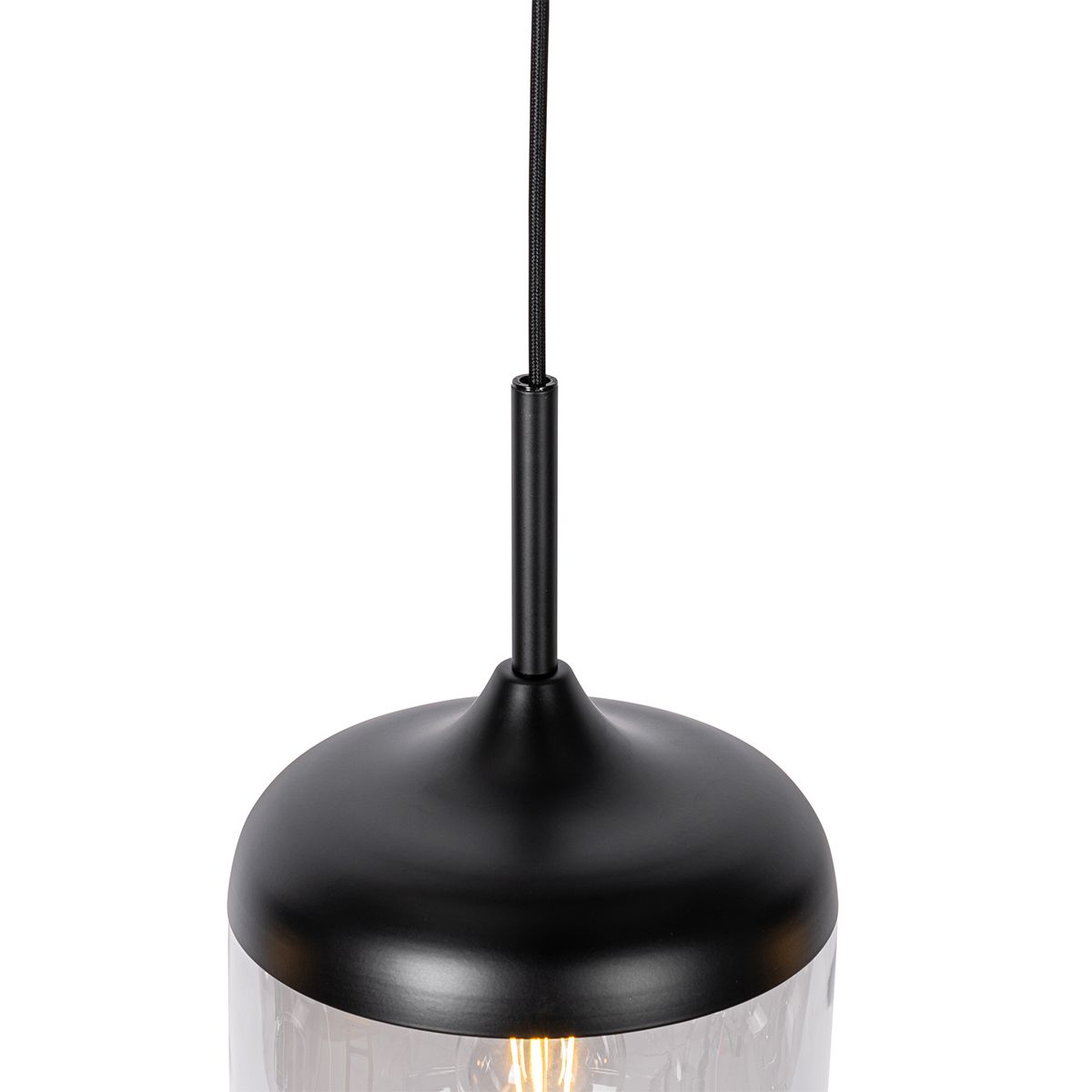 Design hanglamp zwart met goud en smoke glas 4-lichts - Kyan