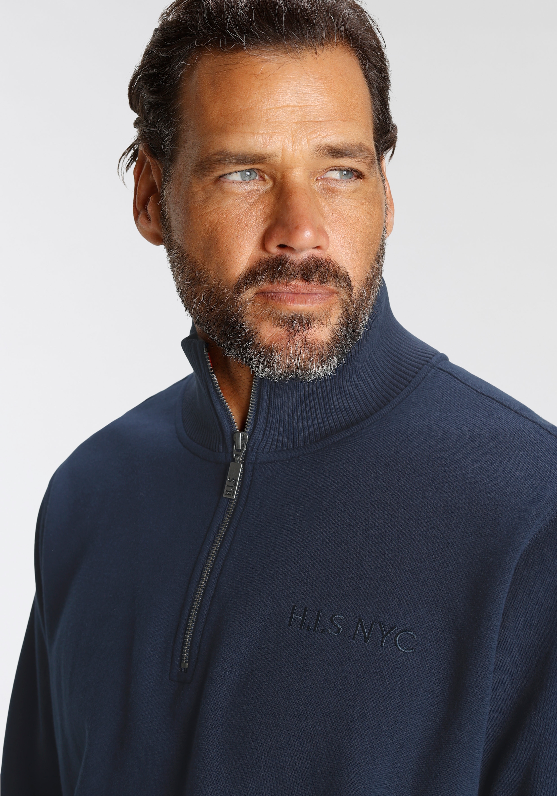 H.I.S Sweatshirt , unifarben,  aus dehnbarer Sweatware,  mit Logostickerei