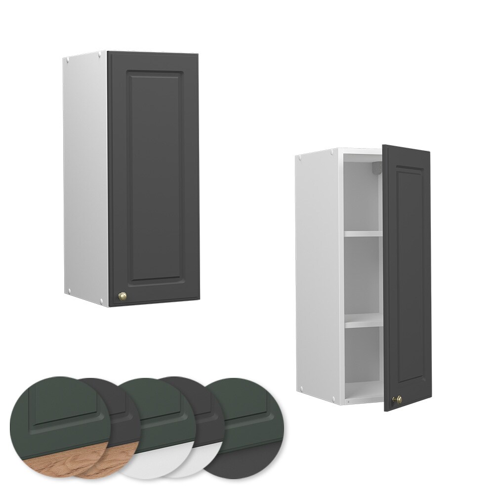Vicco Hängeschrank Küchenschrank Küchenmöbel Fame-Line Weiß Anthrazit-Gold Landhaus 30 cm Küche Einbauküche Hängeschrank Drehtür Einlegeboden Küchenzeile