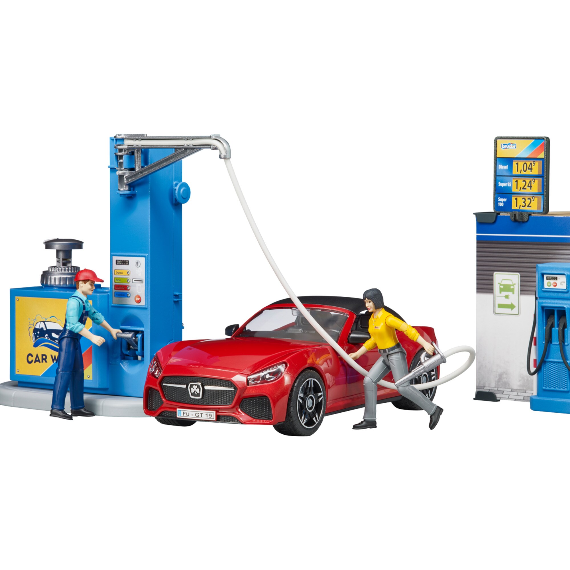 bruder Spielfigur bworld Tankstelle mit Waschplatz