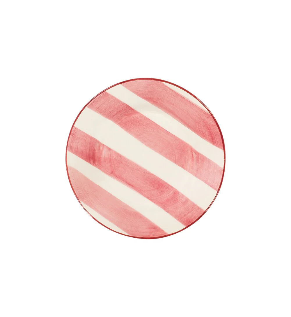 Anna + Nina  Striped Posy frokosttallerken, Pink - Ø22 cm.