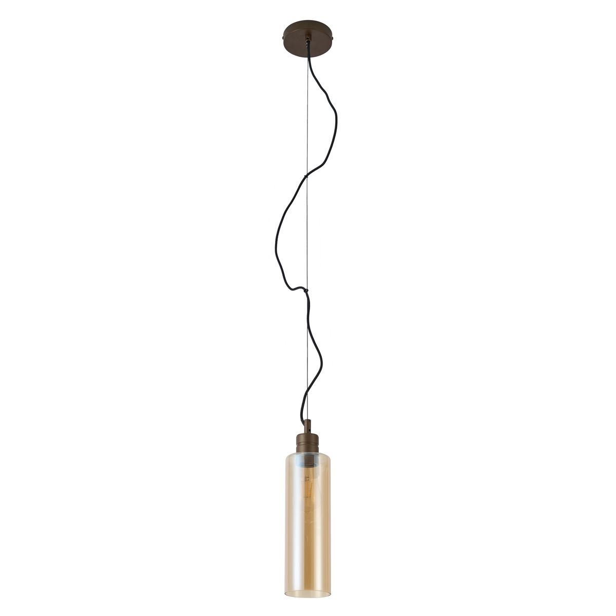 Hotel Chique hanglamp donker brons met amber glas - Stavelot