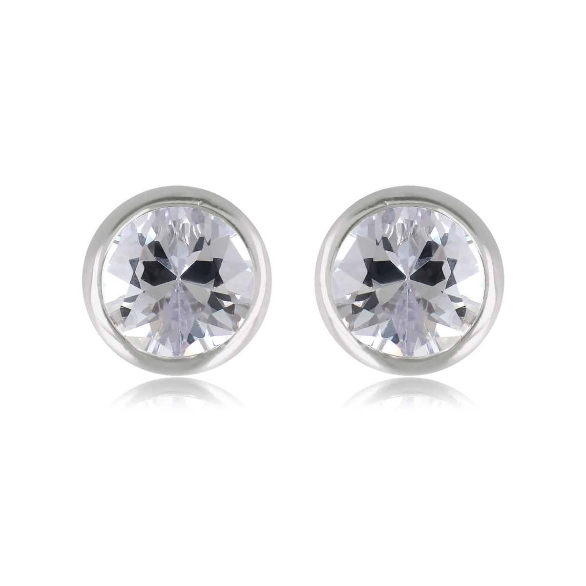 Boucles d'oreille argent rhodié serti clos 6MM avec cubic zirconia