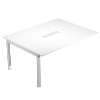 Prolongement pour table de réunion BRIDGE - L160 x H73 x P120 - Pieds gris alu - Plateau blanc