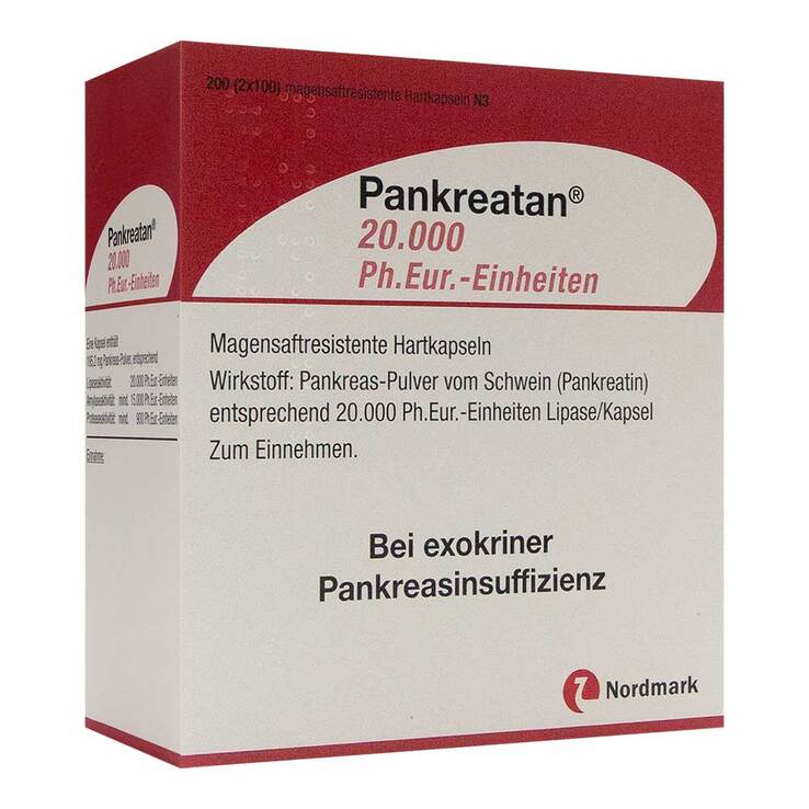 Pankreatan 20.000 Ph.Eur.-Einheiten magensaftresistent Hartkapseln , 200 St