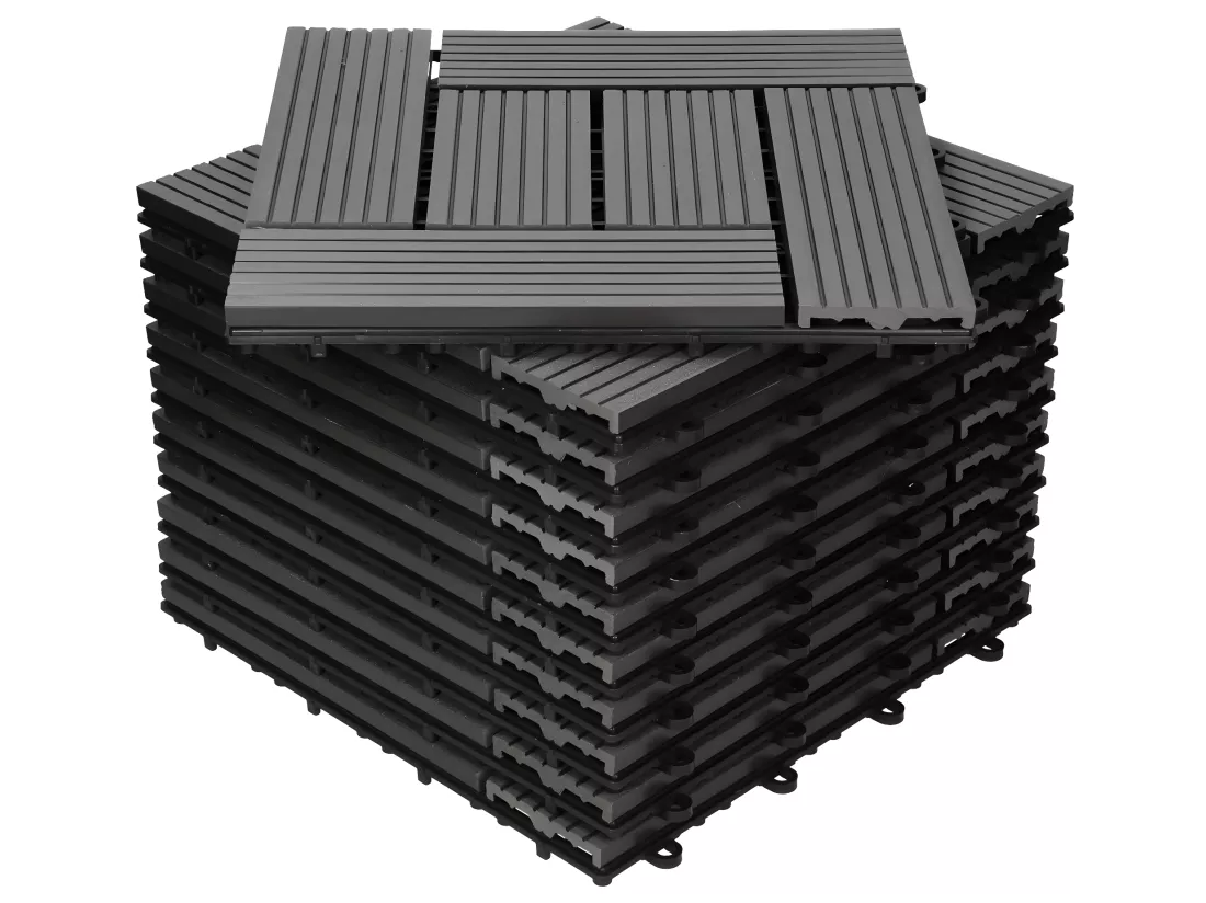 WPC carreaux de sol 30x30 cm 5 m² pour jardin piscine patio mosaïque anthracite