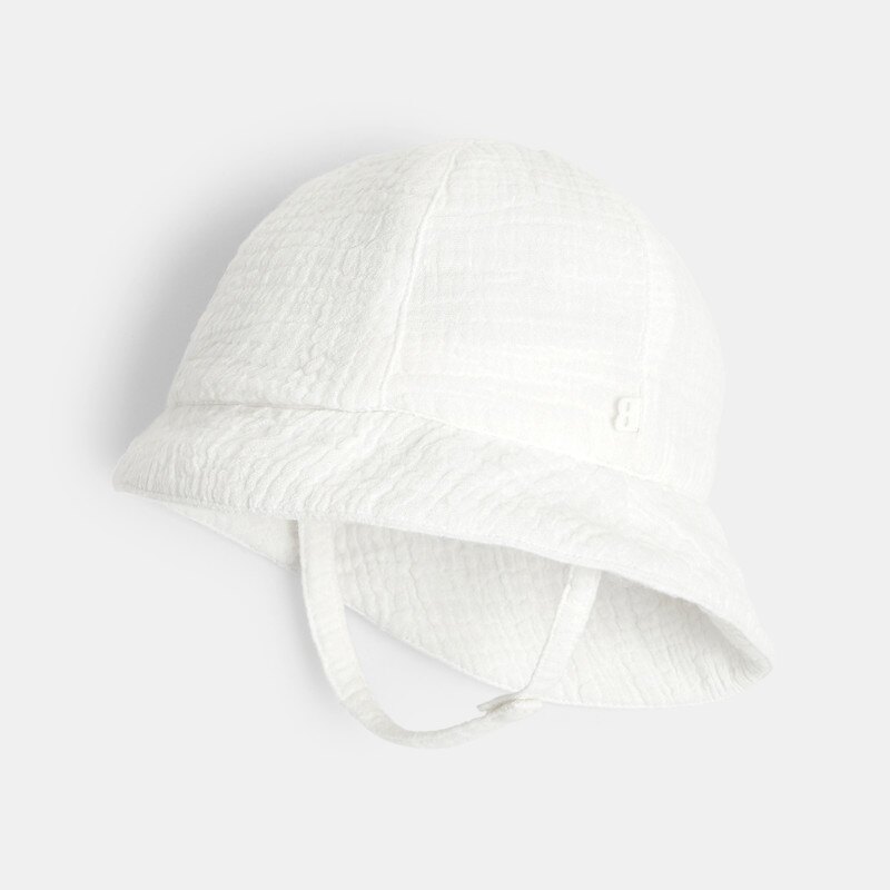 Chapeau de soleil gaze de coton blanc bébé mixte Blanc