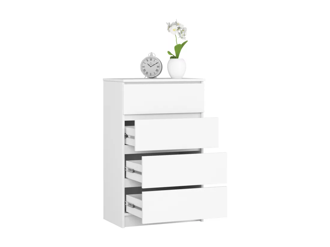 Commode AKORD K60 Blanche 60 cm 4 tiroirs façade Blanche 60x40x99 cm