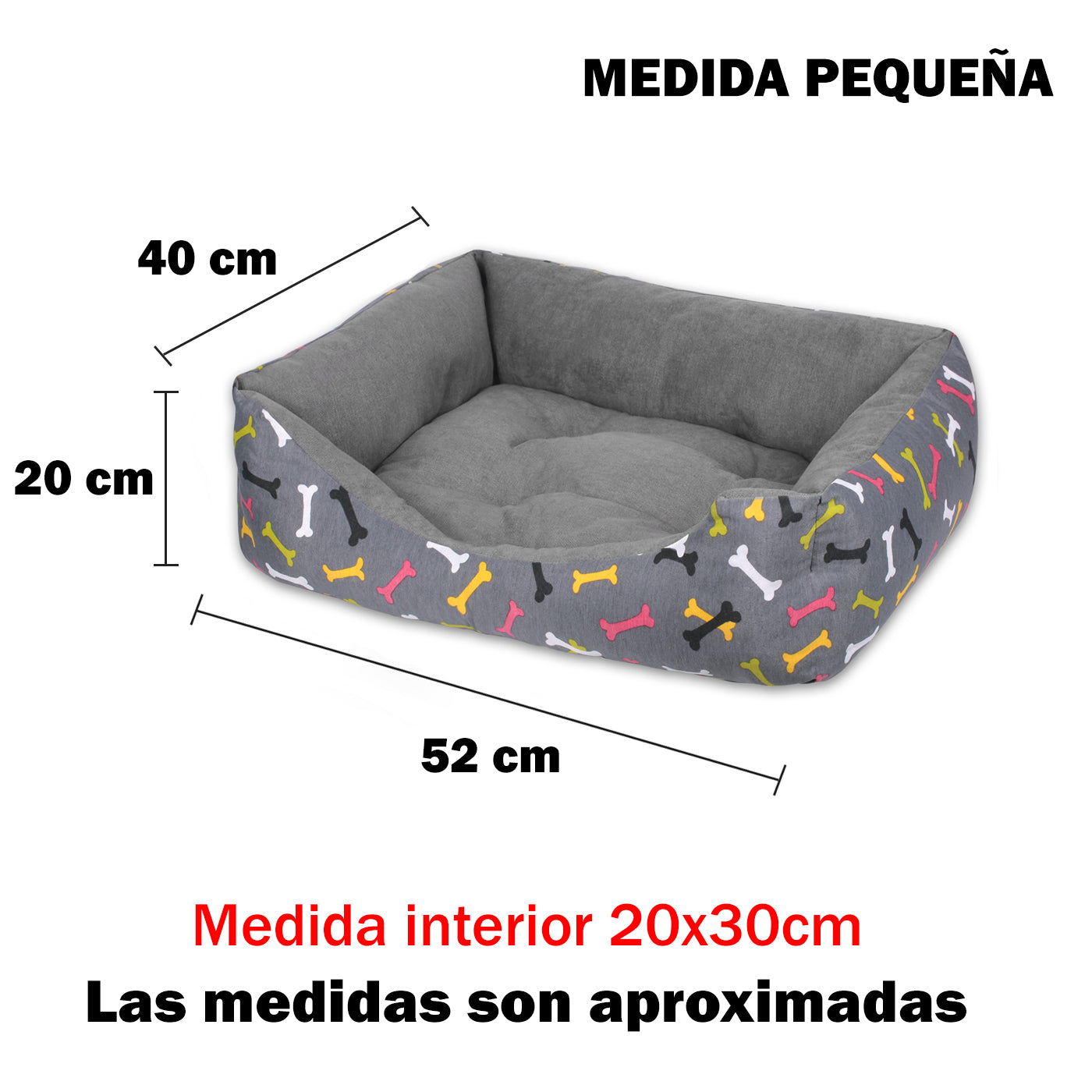 Cesta HOME MERCURY, cama confortável para cães, gatos e outros animais de estimação, com enchimento de fibra, resistente ao desgaste e durável (Grande, Ossos)