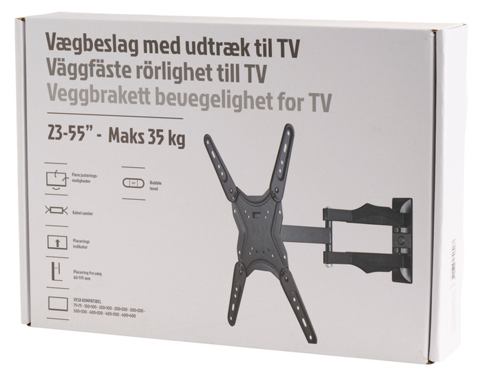 Fladskærmsbeslag med udtræk og kip 23-55