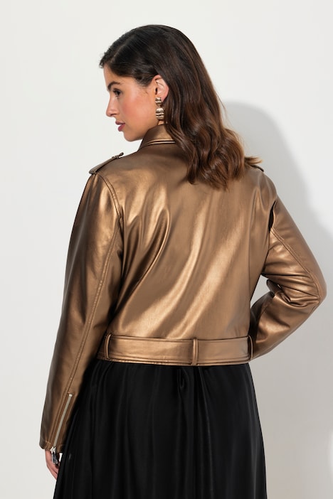 Bikerjacke, Lederoptik, Reverskragen, asymmetrisch