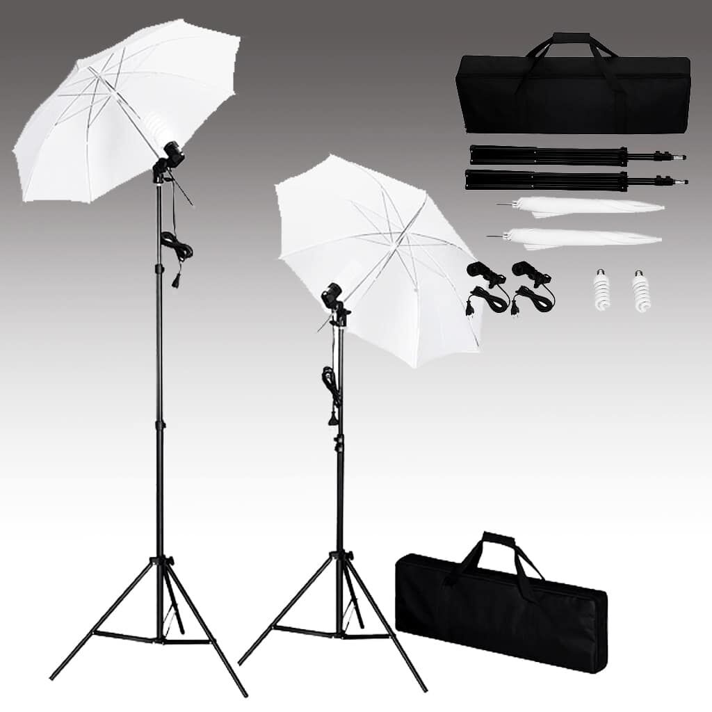 vidaXL Fotostudioset met achtergrond, verlichting en parasols