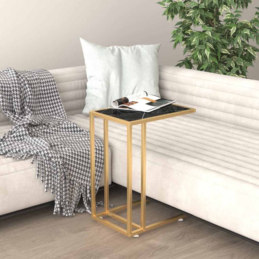 vidaXL Computer bijzettafel zwart marmer 50x35x65 cm