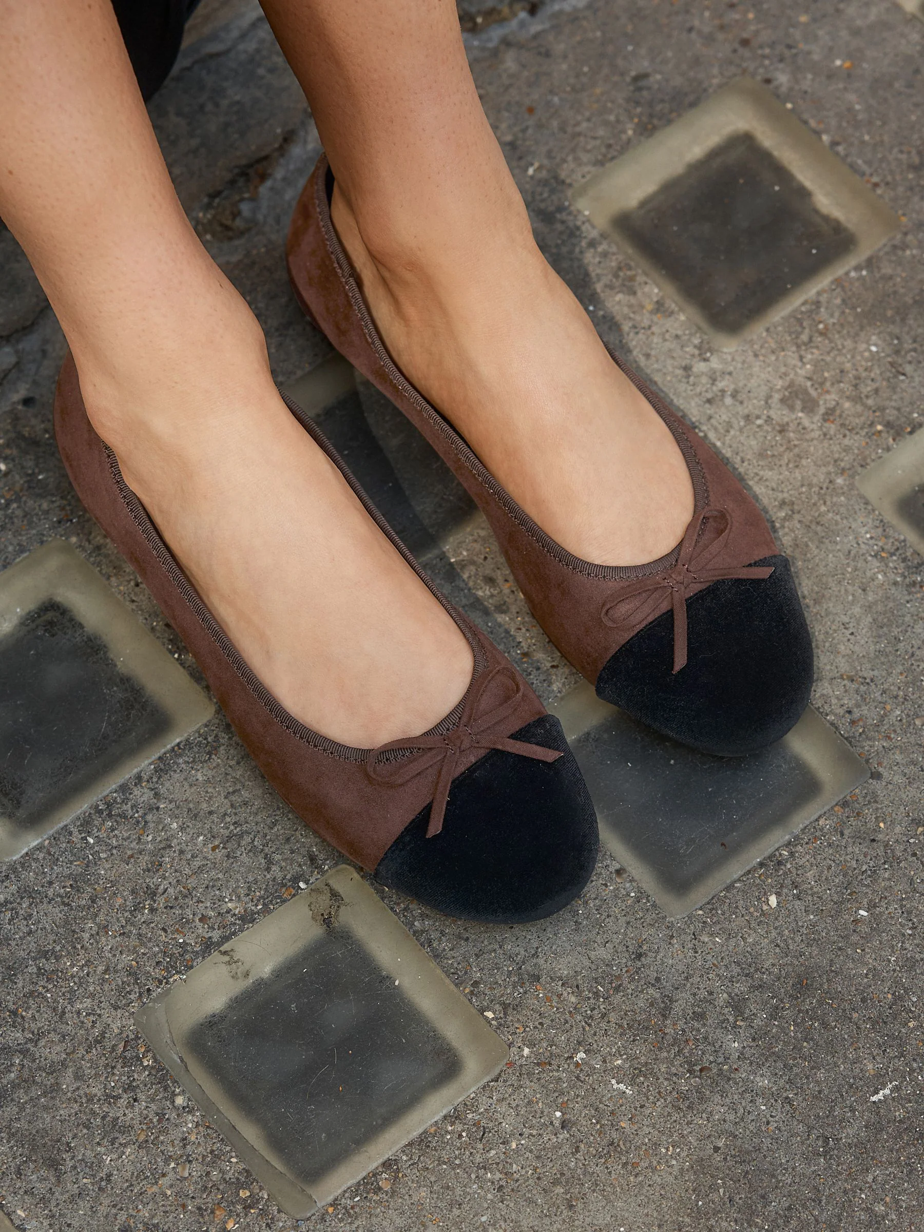 Chocoladebruin - Ballerina's met ronde neus
