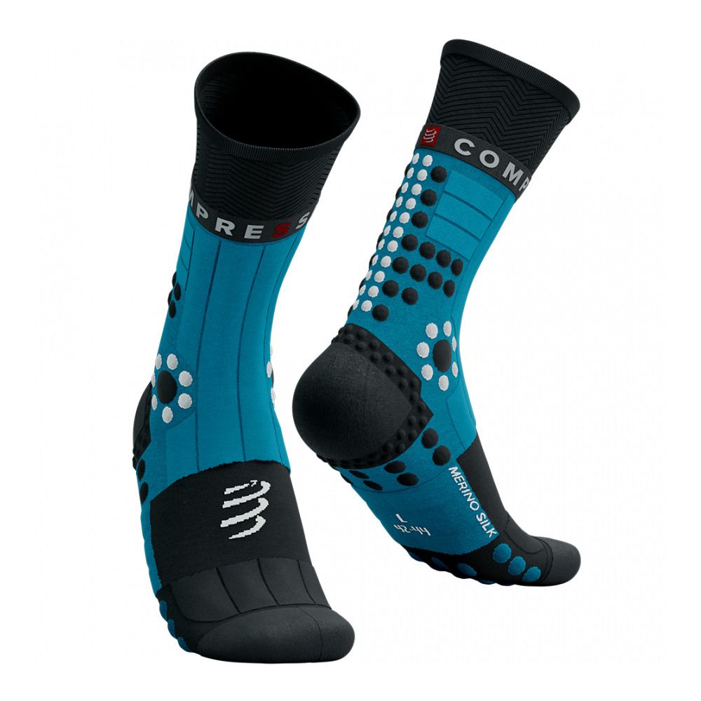 Compressport PRO RACING WINTER TRAIL - Chaussettes mosaic blue/black
