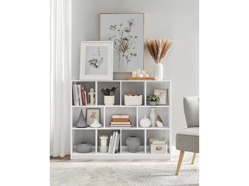 VASAGLE Bücherregal Weiss Bücherregal mit 11 Fächern