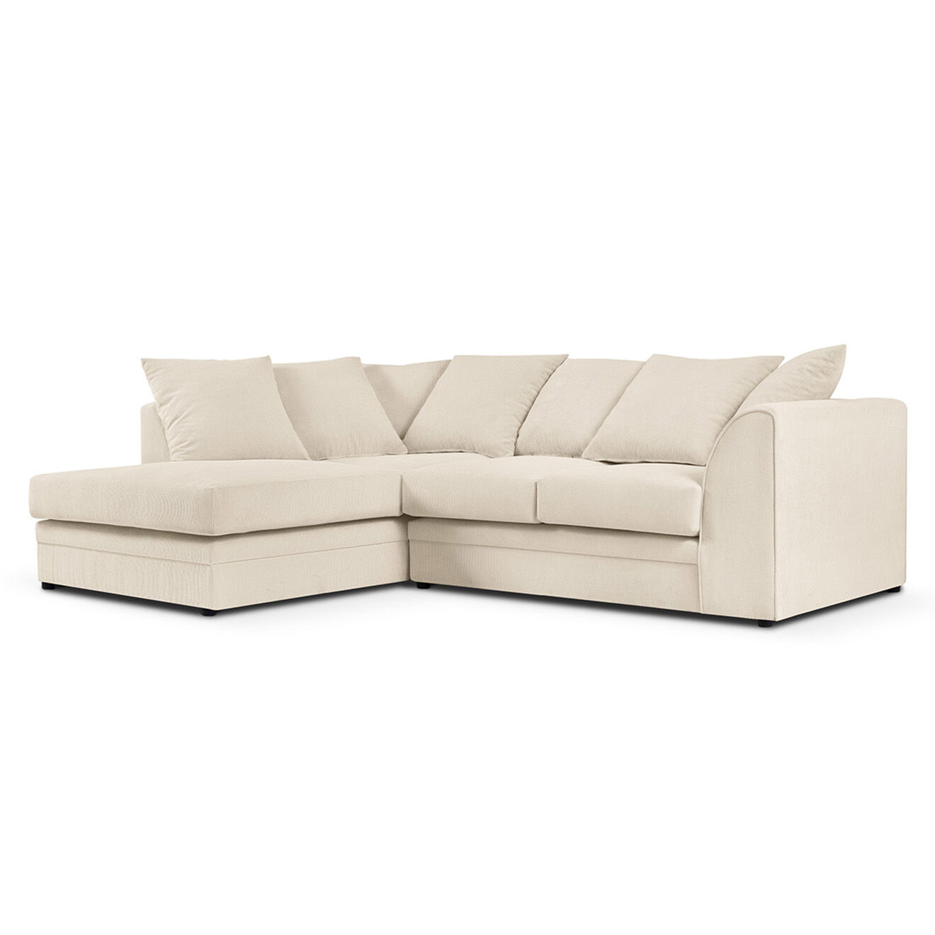 Mazzini Sofas Canapé d'angle Gauche Quince Velours côtelé 4 Places beige clair - 221x171x80 cm