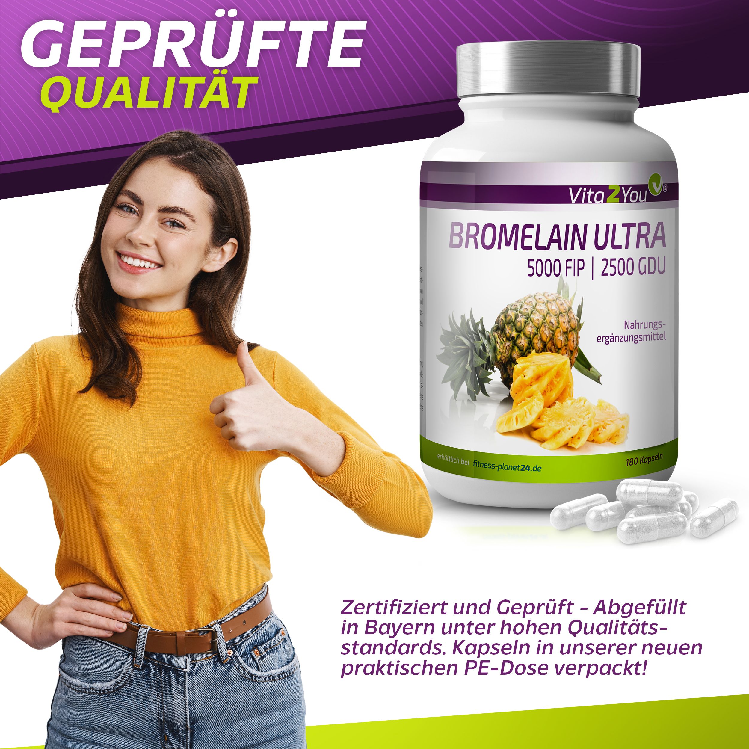 Vita2You Bromelain 5000FIP Kapseln
