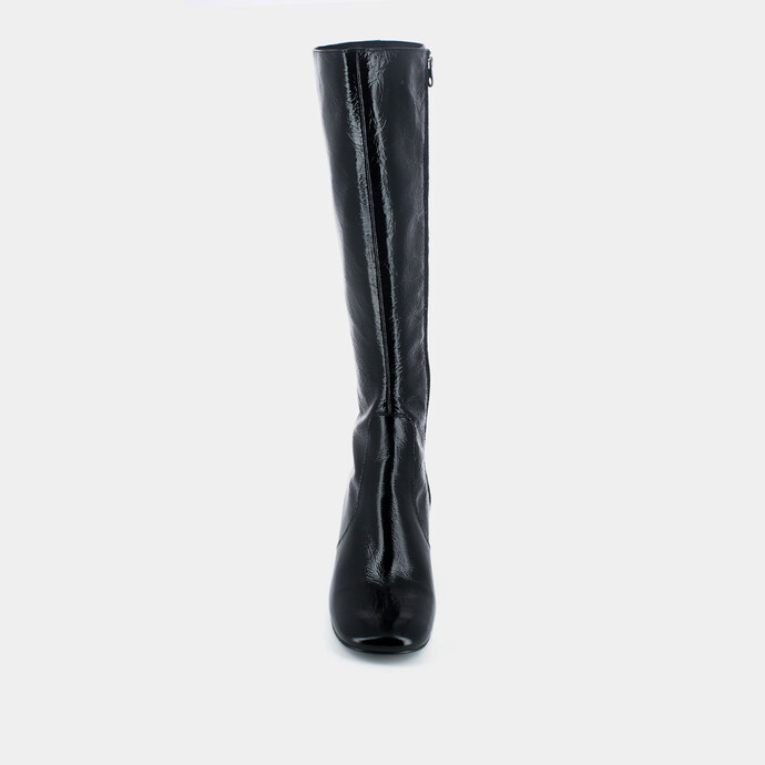 Bottes à talons  en cuir vieilli noir