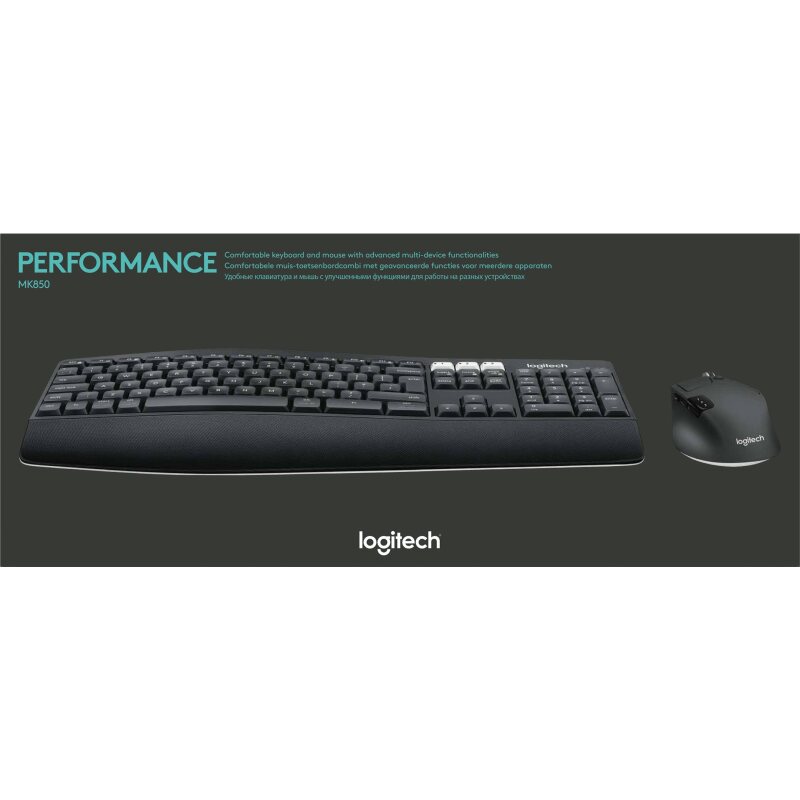 Logitech 920-008222 clavier Souris incluse Universel RF sans fil + Bluetooth AZERTY Français Noir