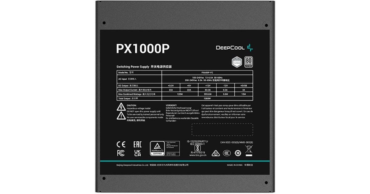 DeepCoolPX-P Platinum modulaire 1000 watt voeding   (5x PCIe)