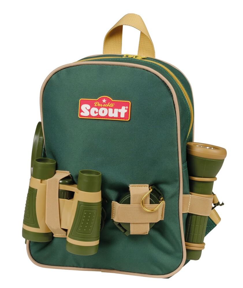 SCOUT Entdecker-Rucksack, 5-teilig, inklusive Lupe, Taschenlampe, Fernglas und Kompass