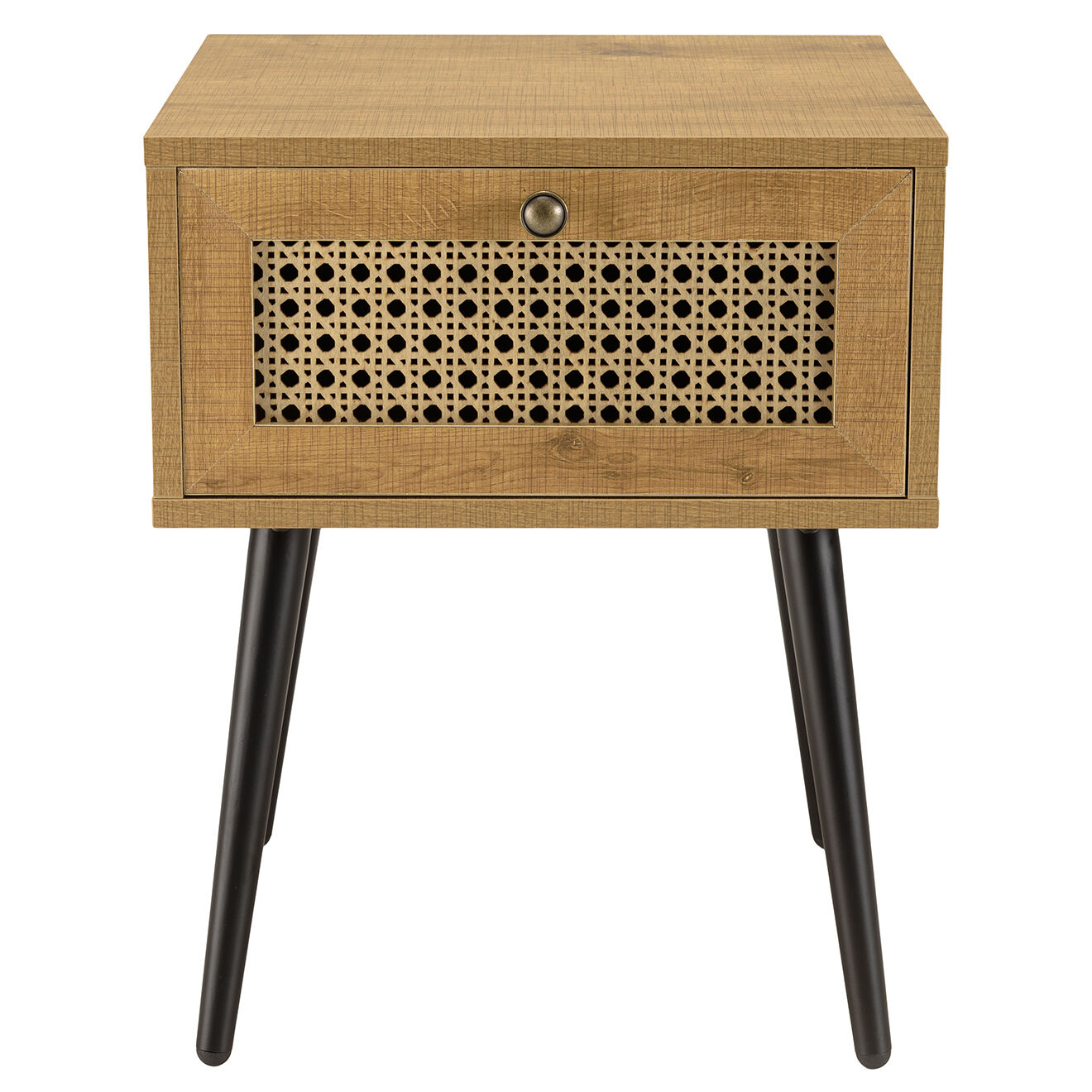 Macabane Chevet 1 tiroir rotin marron - 40x40x51 cm