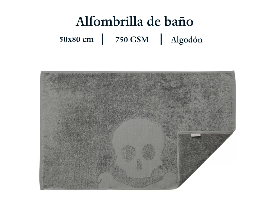 Tapis de bain Skull 50x80cm 100% Coton 750GSM vert Scalpers Home