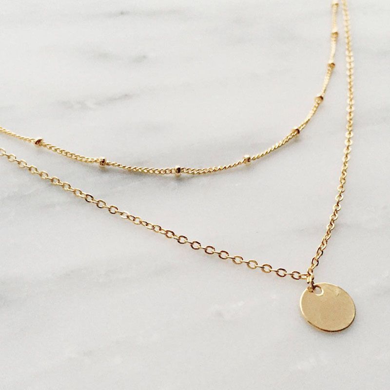 Rosesand - Dubbellaagse legering ketting met schijfhanger