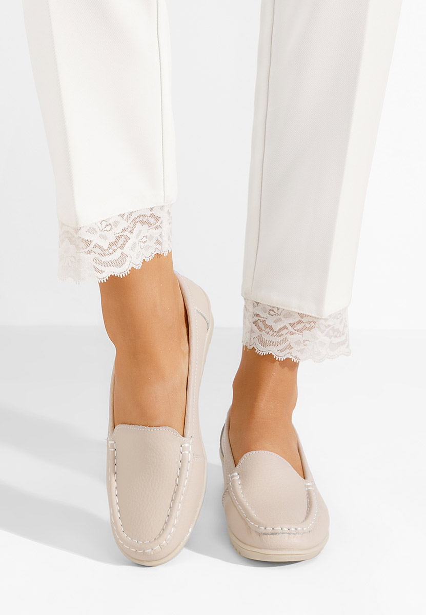Mocassins femme à plateforme beige Storia