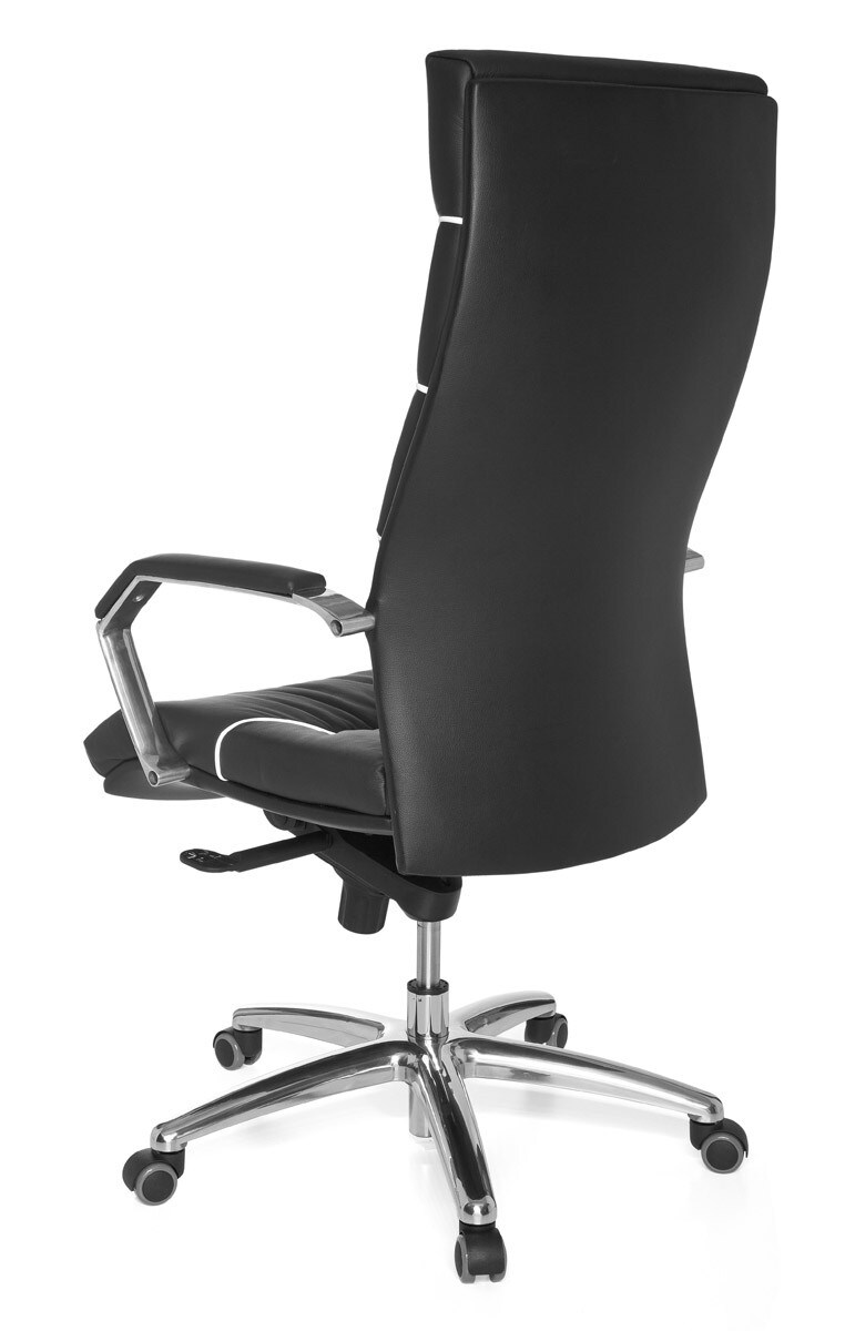 KADIMA DESIGN XXL Chefsessel Kanzas: Echtleder, Soft-Air Formpolster, verchromte Armlehnen, Aluminium-Fußkreuz, 5-Punkt Mechanik.