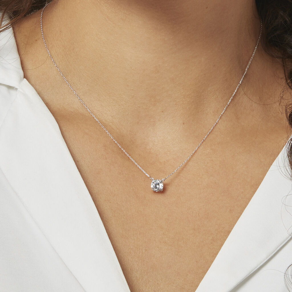 Collier Ponama Or Blanc Oxyde De Zirconium