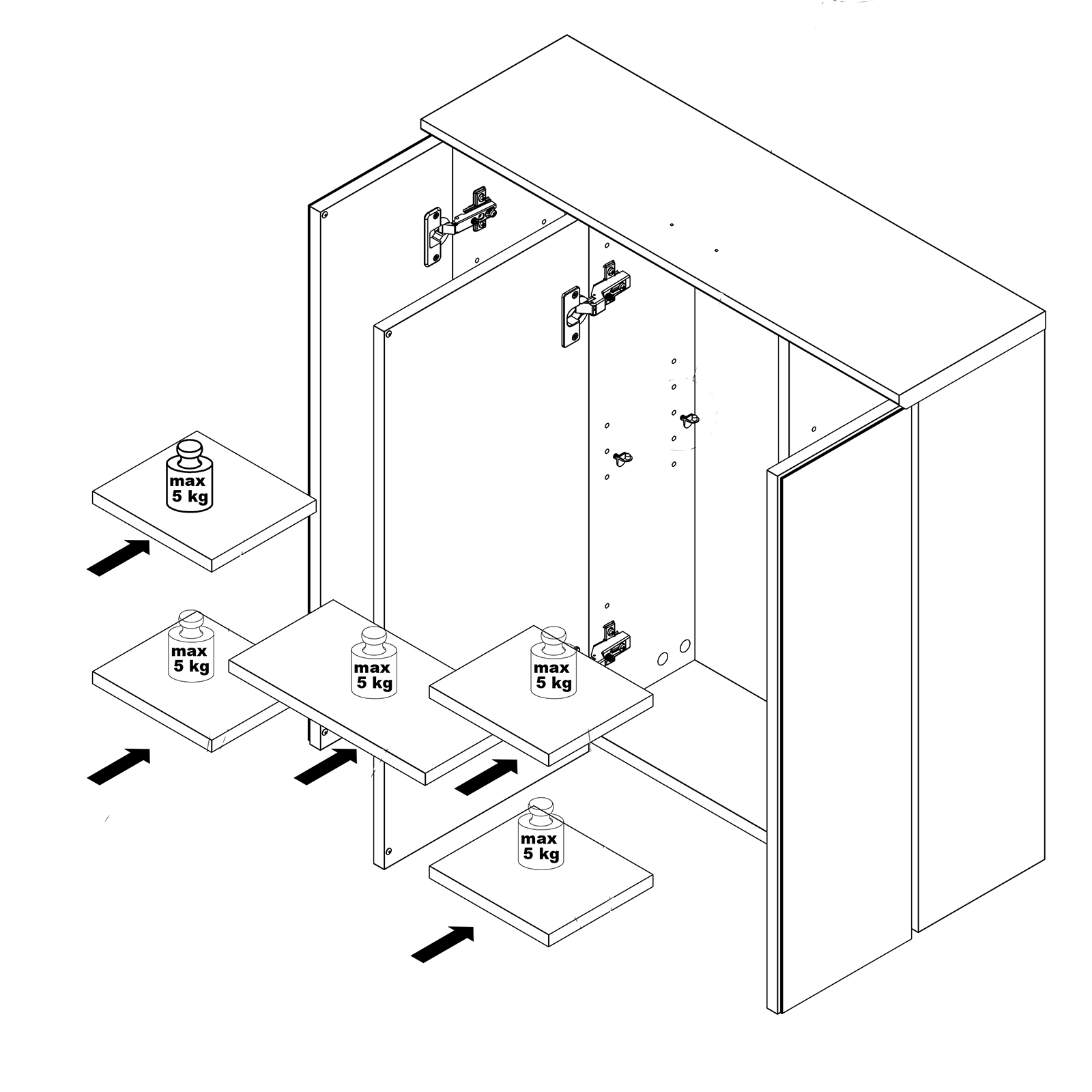 Spiegelschrank - Bianco Eiche - Beleuchtung - 69 cm breit