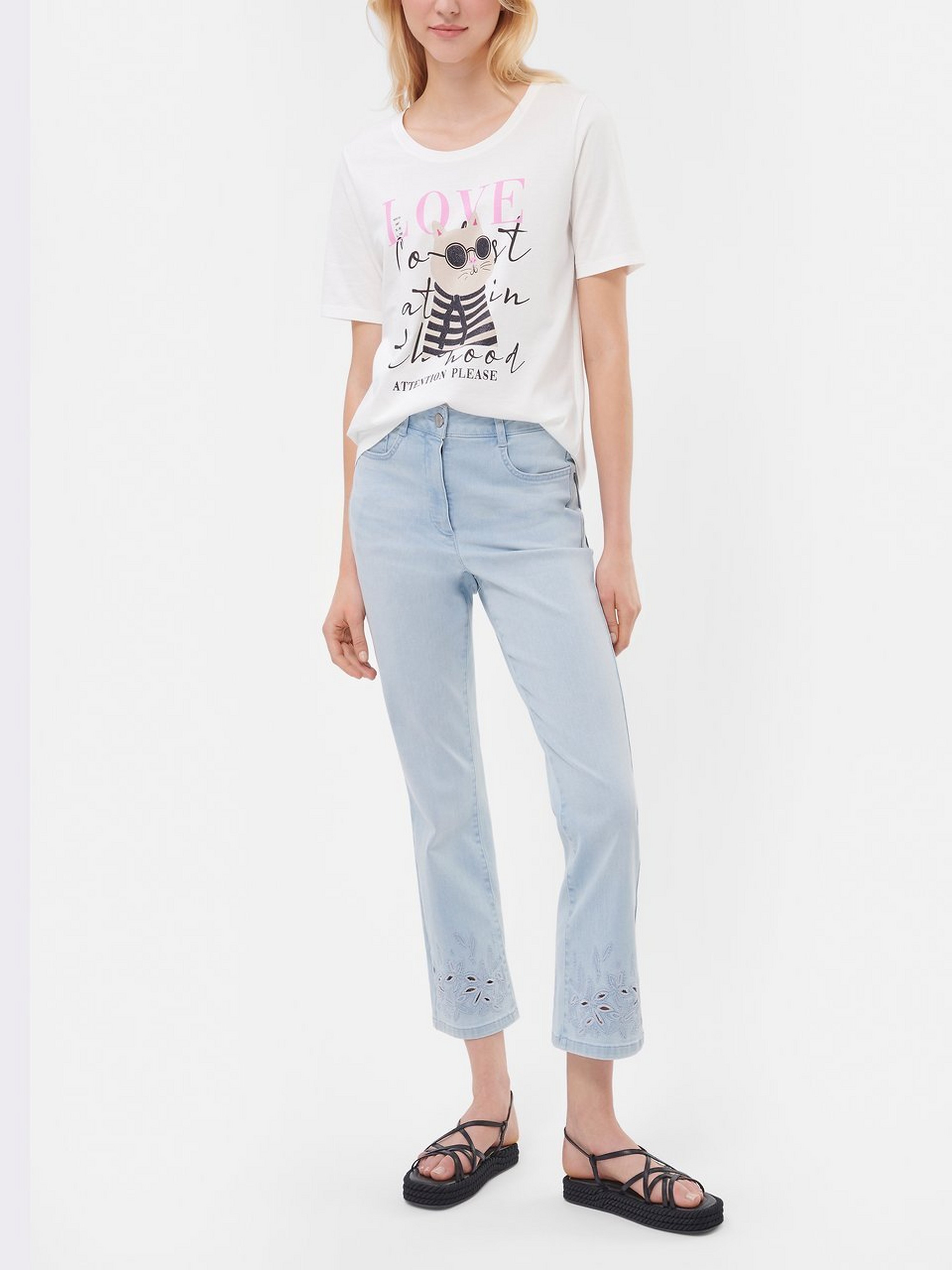Rundhals-Shirt mit 1/2-Arm