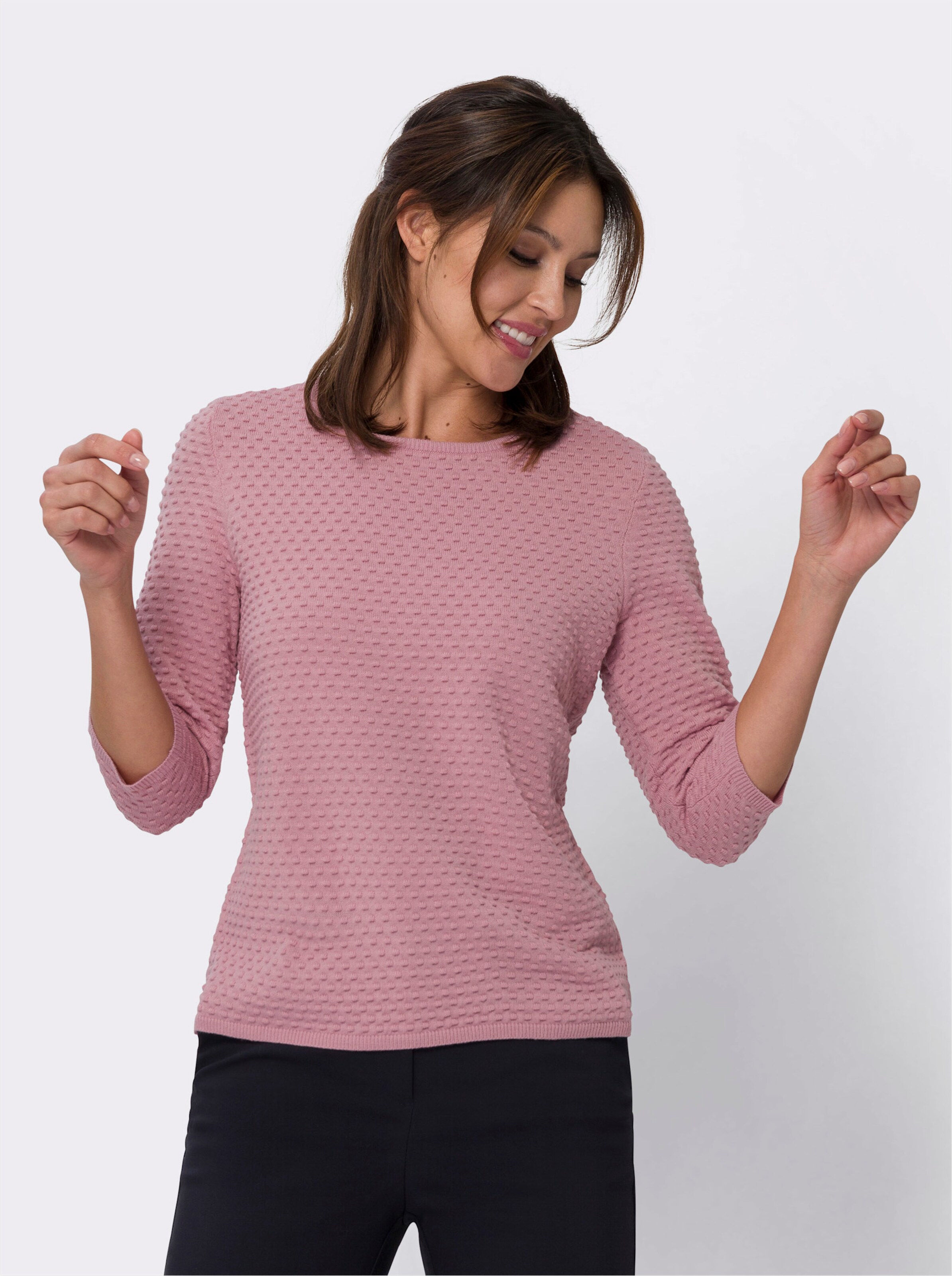 Rundhalspullover mit 3D-Muster