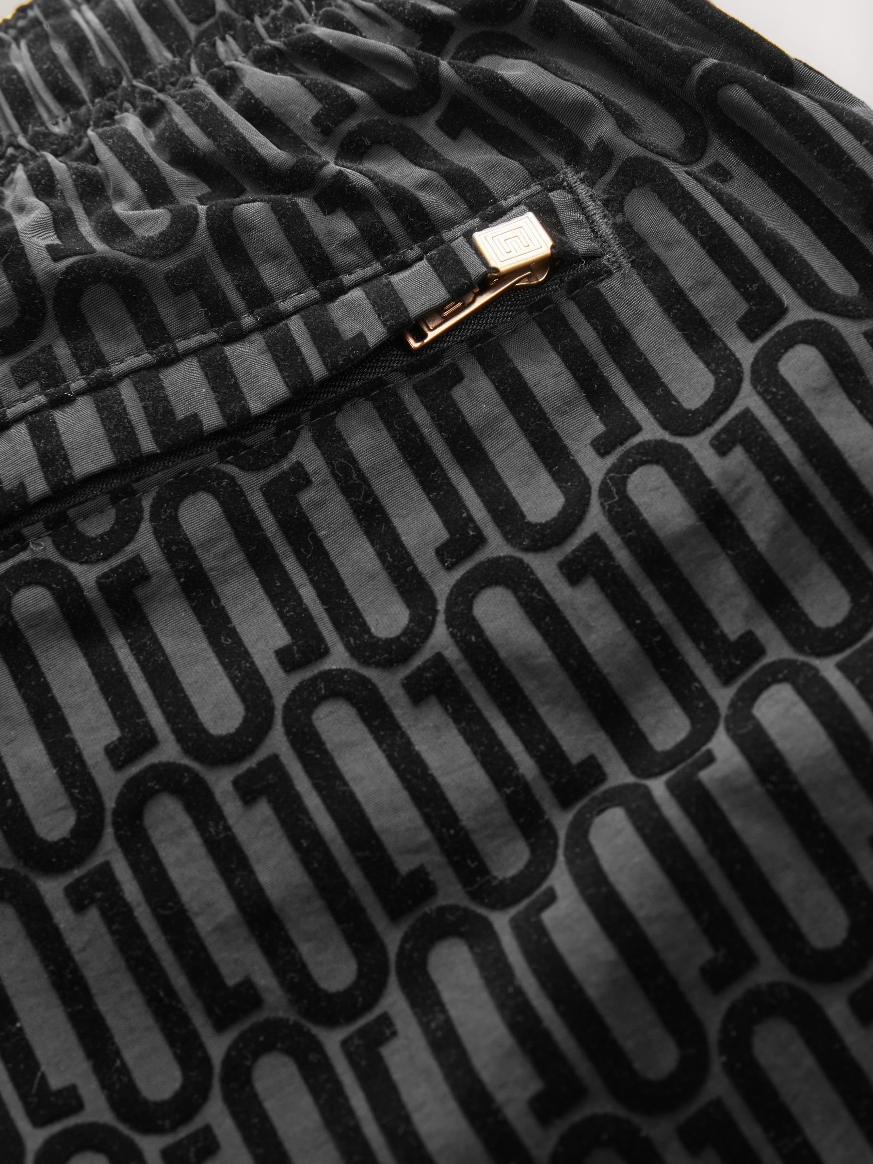 Zwart gevlokt - Zwemshort met print