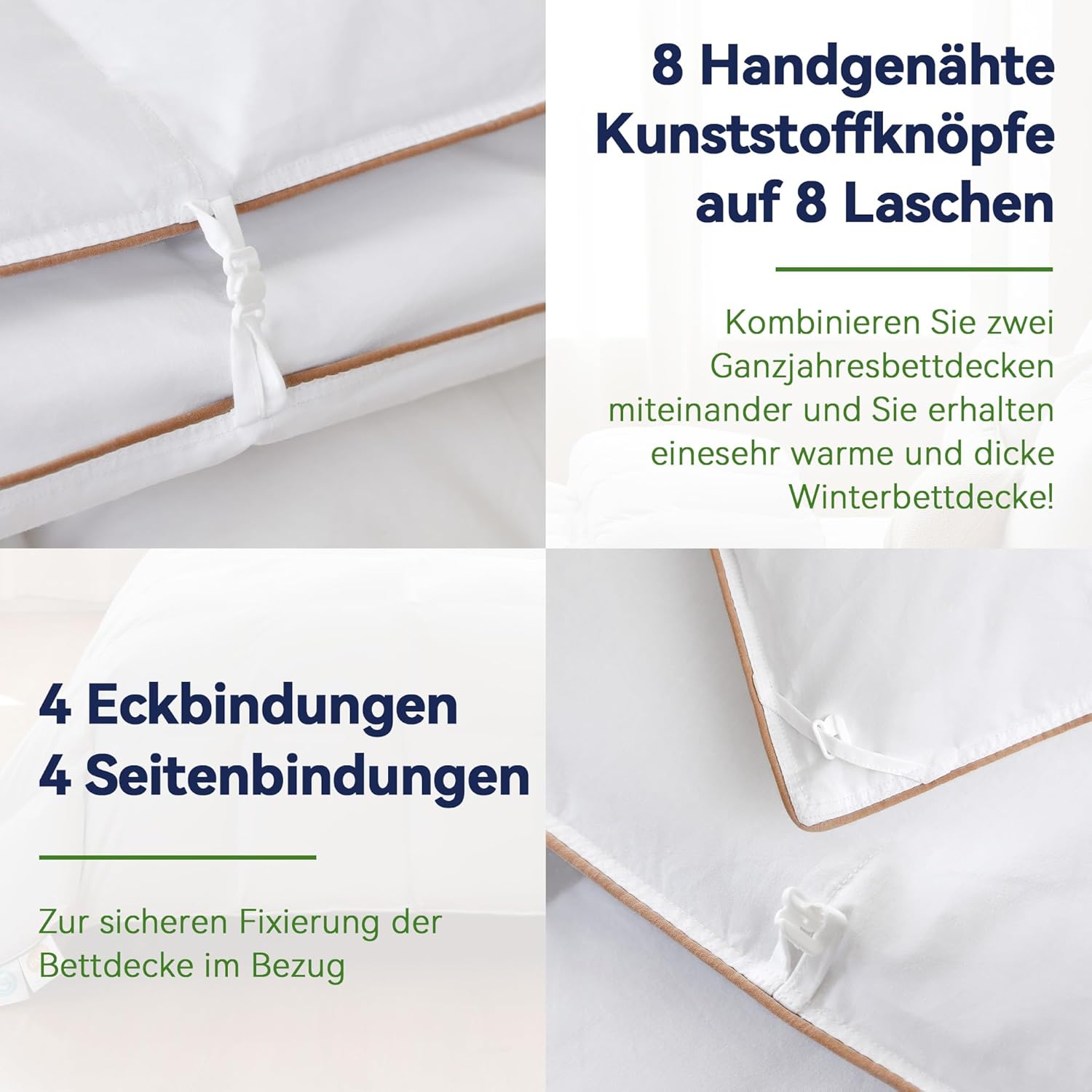 Komfort Bettdecke 220x240 | 100% Weiche Federn & Daunen | Oeko-Tex, RDS Zertifiziert für Tierwohl | Ganzjahres Federbett Daunendecke 240x220cm Bezug aus 100% Baumwolle