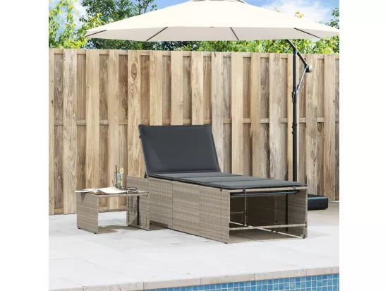 Chaises longues lot de 2 avec table gris clair résine tressée