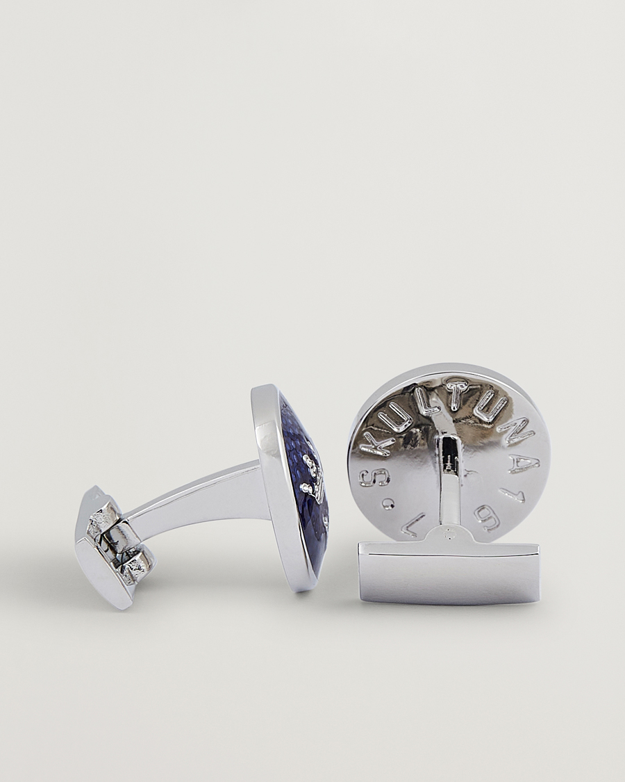 Skultuna Cuff Links Tre Kronor Silver/Royal Blue