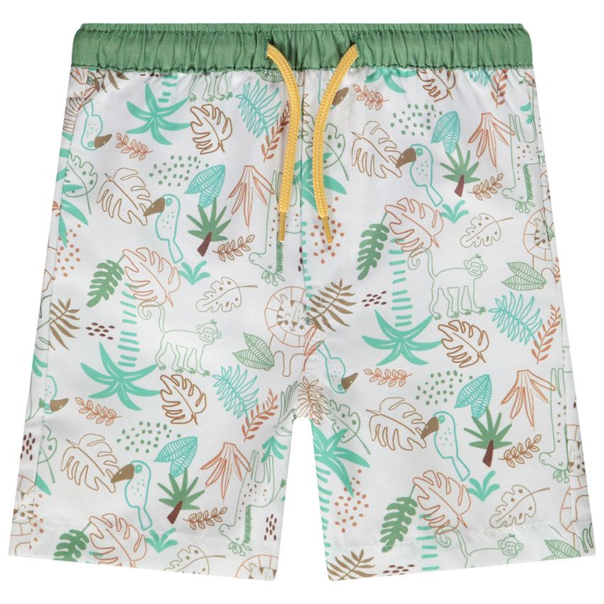 Short de bain en microfibre imprimé safari pour bébé garçon - Blanc